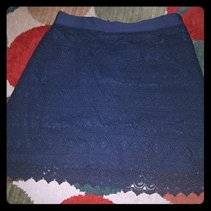LOFT Navy Lace Mini Skirt